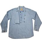 Vintage Wah Maker Denim Shirt Mens Large Blue Lomg Sleeve Bib Frontier Clothing