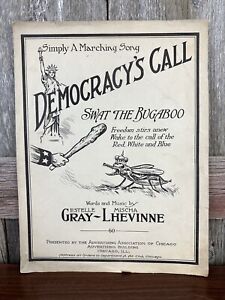 Antique 1917 Fighting Autocracy WWI Swat The Bugaboo Democracy USA Sheet Music