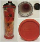 Starbucks Coffee Company 2007 Plastic Travel Tumbler 16 oz Floral Red Blue Cup