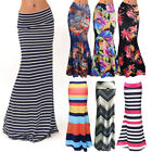 Boho Womens Ladies Floral Bottom High Waist Stretch Long Skirt Summer Maxi Dress