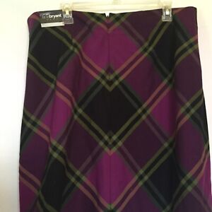 Lane Bryant Purple Black Print Pleated Fit Flare Midi Skirt Size 16 NWT