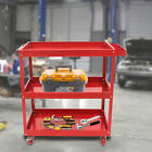 3-Tier Heavy Duty Rolling Utility Tool Cart Garage Shop Tool Storage Red/Black