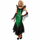 Adult Womens Gothic Green Evil Mermaid Halloween Costume Dress Gloves Choker