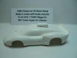 HO Slot Car Resin Body 1966 Chaparral 2D White AFX TOMY Mega-G+ Short Chassis