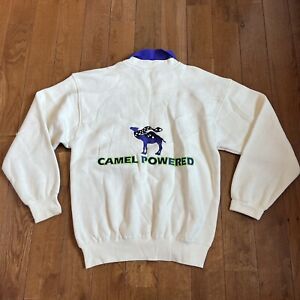 Vintage! Smokin' Joes Racing Camel Power Collared Sweatshirt White Purple sz L