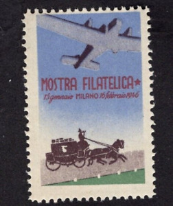 New ListingCinderella Poster Stamp - Italy Milano 1946 Mostra Filatelica - 28 x 43mm