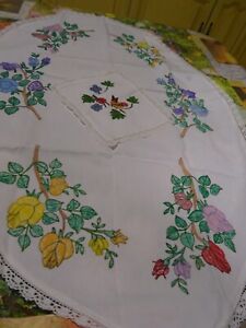 Handmade Painted S Vintage 2napperons Cotton Lace Antique Ançian Linen