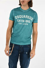 DSQUARED2 men Size M Short Sleeve Blue Tee Crewneck Classic Fit Printed T-Shirt