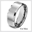 His Hers Stainless Steel & Titanium Wedding Band Ring Set Jewelry Size 6-10