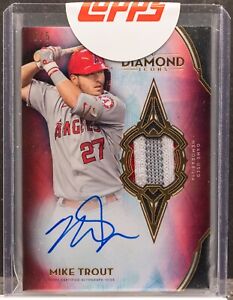 New ListingMIKE TROUT 2021 Topps Diamond Icons Red GU 3 Color Patch On Card Auto 1/5