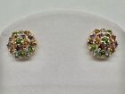 Le Vian 14k Yellow Solid gold Multicolor Natural Stones Cluster Stud Earrings