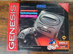Sega Genesis Model 2 Console Sonic The Hedgehog 2 Bundle System In Box - Tested