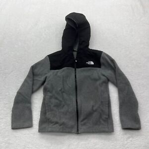 The North Face Jacket Kids Boys Medium 10-12 Black Grey Full Zip Hooded Fleece