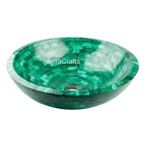 Counter Top Sink Overlaid with Malachite Stone Decorative Sink with Luxury Look