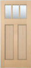 Exterior Hemlock 3 Lite Flat Panel Craftsman Entry Solid Stain Grade Wood Doors