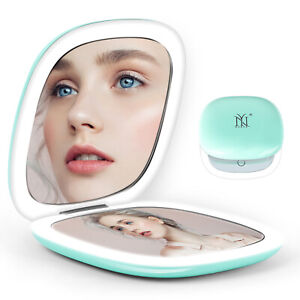 Compact Travel Makeup Mirror 1X/10X Magnification Pocket Mirror Dimmable Folding