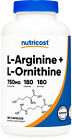 Nutricost L-Arginine L-Ornithine Capsules 750 MG -180 Capsules