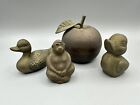 Vintage Brass Bell Figurine Lot Ducks Monkey Apple Animals Mini Missing 90s Bell