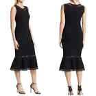 AKRIS Puento Lace Inset Jersey Dress Ruffle Hem Size US/14 FR46 Est Retail $1100