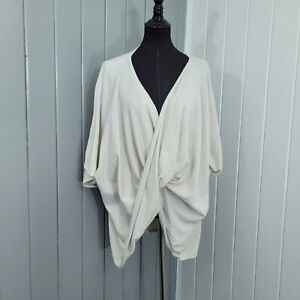 Anthropologie Twist Poncho Beige Pullover Sweater Womens One Size Short Sleeve