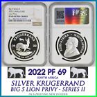 2022 Silver Krugerrand BIG 5 LION PRIVY NGC PF 69 South Africa  R1 Series II