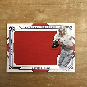2021 Panini National Treasures Collegiate Justin Fields BLUE PATCH RC /75 #RS9