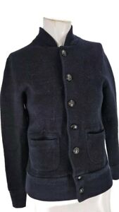 Wallace & Barnes Men's Sweater Extra Small Navy Blue Merino Wool Shawl Collar...