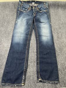 true religion jeans Men 33 X 34 Baggy Y2k logan super T Blue Jeans Thick Stitch