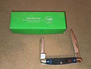 Hen & Rooster Pen Knife Blue Pick Bone Handle Stainless Pocket Knives 302-BLPB