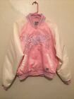 NY Yankees Pink Satin Jacket Women’s Quilted Medium Cooperstown Collection-Mint