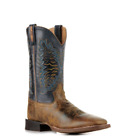 Men's Brown and Navy Wide Square Toe Cowboy Boots-5 day delivery