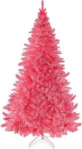 6 Feet Pink Christmas Tree Premium Artificial Spruce Hinged Pink Christmas Tree