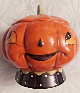 Johanna Parker Retro Jackie Halloween Pumpkin Face Candy/Cookie Jar Transpac