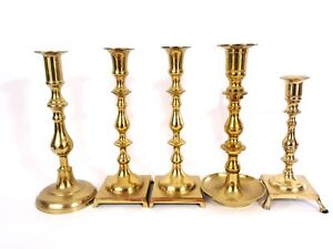 New ListingMixed Lot of 5 Vintage Brass Candlesticks Holders 1 Pair