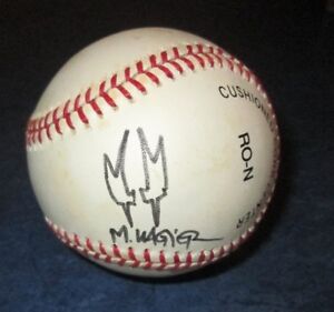 signed original art sketch by MATT WAGNER GRENDEL on MLB BASEBALL leather COA