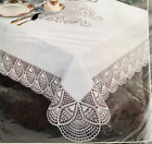 ELRENE Crochet Lace Look BUTTERFLY VINYL TABLECLOTH 60 X 90 White NEW IN PACKAGE