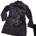 London Fog Women's Small Purple Raincoat Trench Coat Belt Double Breasted