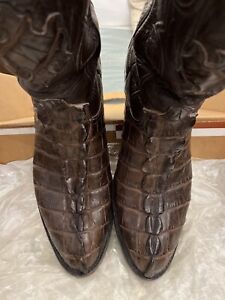 Men’s Cowtown Cowboy Boots 12D Chocolate Gator Tail—SHIPS FREE