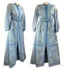 Vtg 70s ~Alfred Shaheen Hostess 2-piece Set Dress pants~handprint floral B36 W26