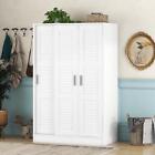 3 Doors Wardrobe Armoire Freestanding Armoire Cabinet Closet Clothes White