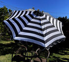 BELLRINO Replacement Black/White Scalloped Edge  Umbrella Canopy for 9FT 8RIBS