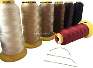 2000m JUMBO WEAVING THREAD & 3 pcs WEAVE NEEDLE FOR WEFT HAIR EXTENSIONS USA