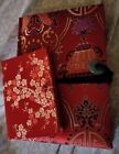 2 oriental silk covered journal with Japanese theme jade closure