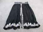 Vintage Magic Skirt Black 2X A Line Long Stretch Waist Embroidered Lightweight