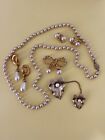 Vintage Gold Tone Faux Pearl Pearls Jewelry Lot Some Signed Richelieu Sarah Cov