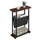 3 Tier Small Side Table for Small Spaces Narrow Side Table with Magazine Holder