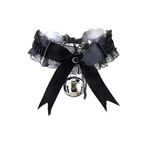 Gothic Women's Sexy Necklace Bow Knot Lace Collar Pendant Small Bell Choker