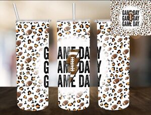 Football Game Day Design Stainless Steel  Skinny 20oz Tumbler W/ Lid & Straw