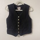 Scully Women’s Vest Size Small Black Cotton Made In USA Gold Buttons