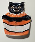 Johanna Parker Halloween Retro Black Cat Ceramic Spoon Rest Tray 5x7
